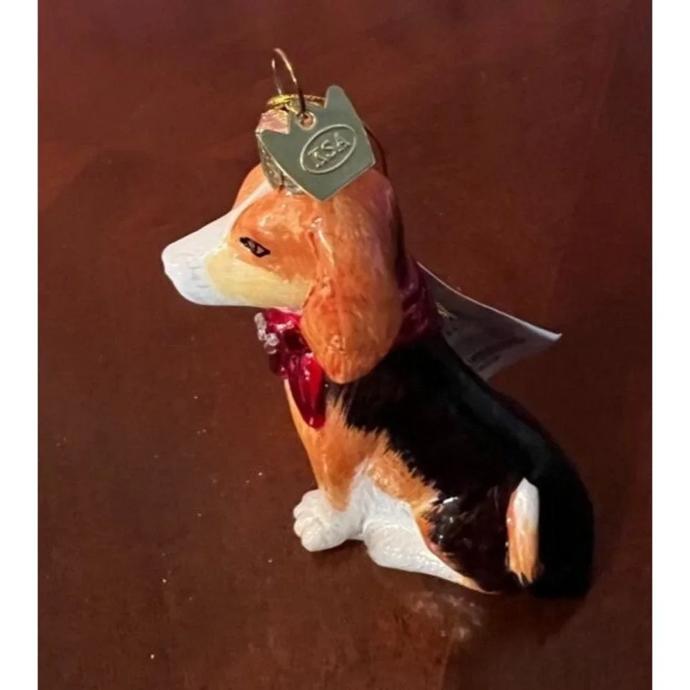 Glass Beagle‎ Dog christmas Ornament kurt s adler Noble Gems Hand-Crafted